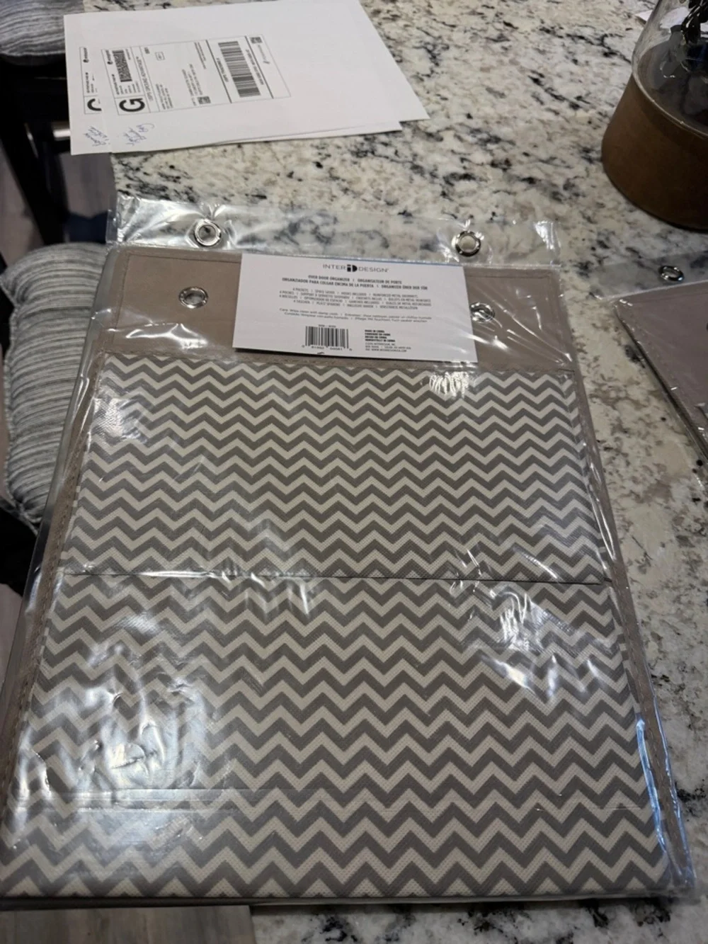 InterDesign Over Door Organizer - Chevron Gray/Tan